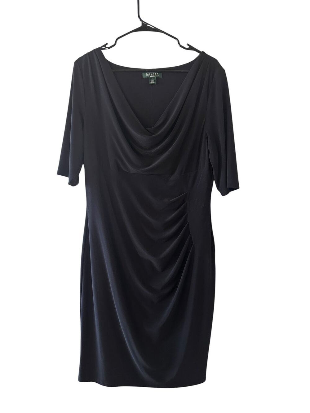 Lauren Ralph Lauren Black Layered Front Formal Dress Women Sz 16